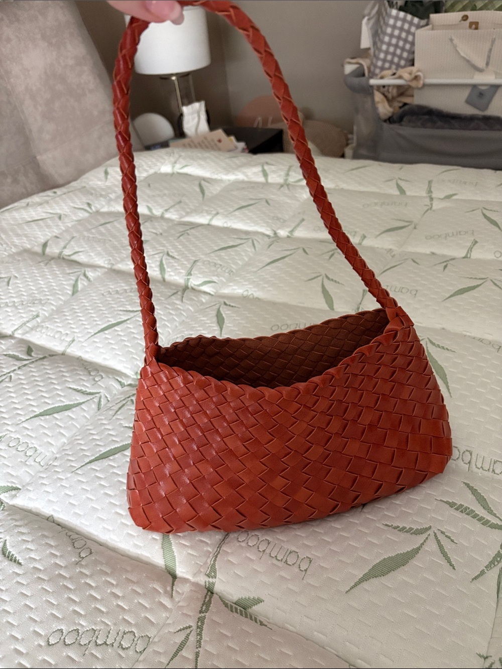 Anthropologie Woven Shoulder Bag in Brick Red - Picture 2 of 5